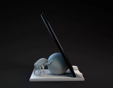 Dung beetle phone holder intended for 3D printing