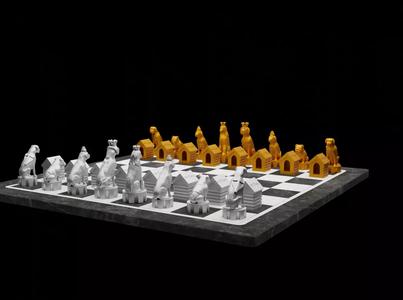 Dog Chess Set - Animal Dog 6 Different Chess Pieces