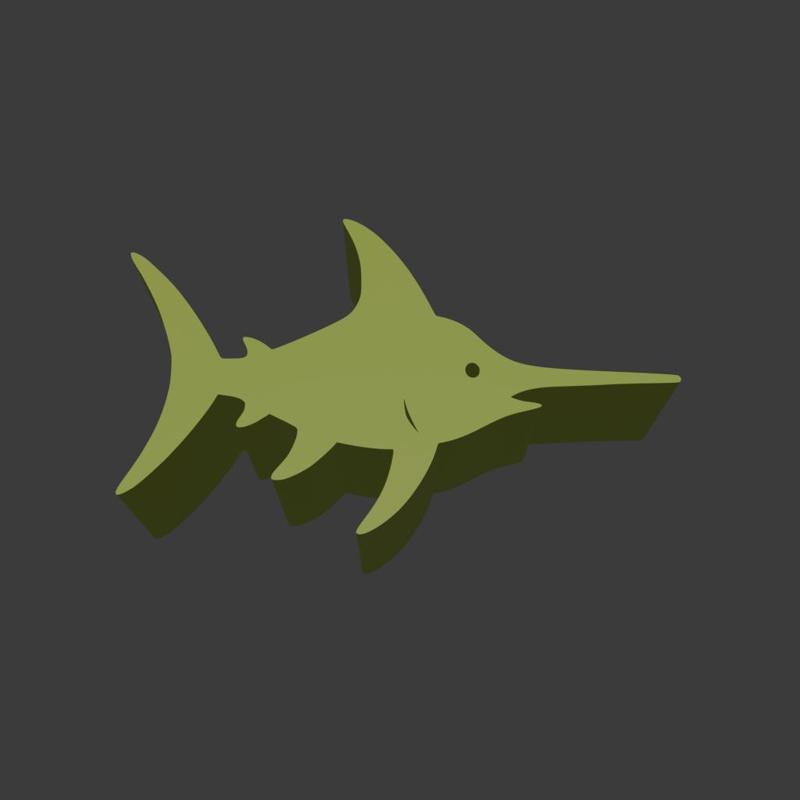 Swordfish Meeple Silhouette – 3D Printable Game Token