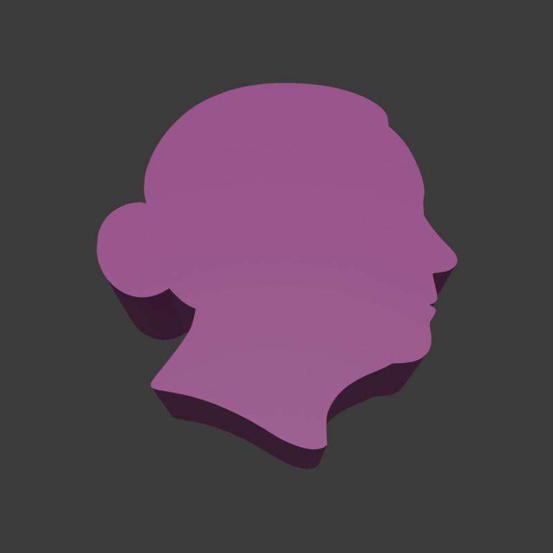 Older Woman Head Symbol Meeple Silhouette – 3D Printable Game Token