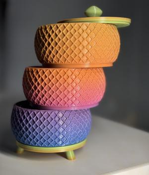 6 Patterned Stacking Jewelry/Trinket Bowls and Stand, Commercial Rights