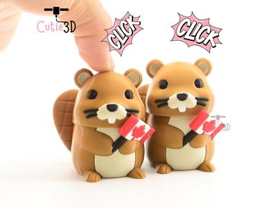 Cutie3D Canada Flag Beaver Keycap Fidget Clicker Keychain - Cute Backpack Keychain