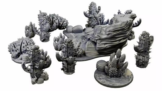 Desert cactus and terrain set for tabletop games 3D Printing