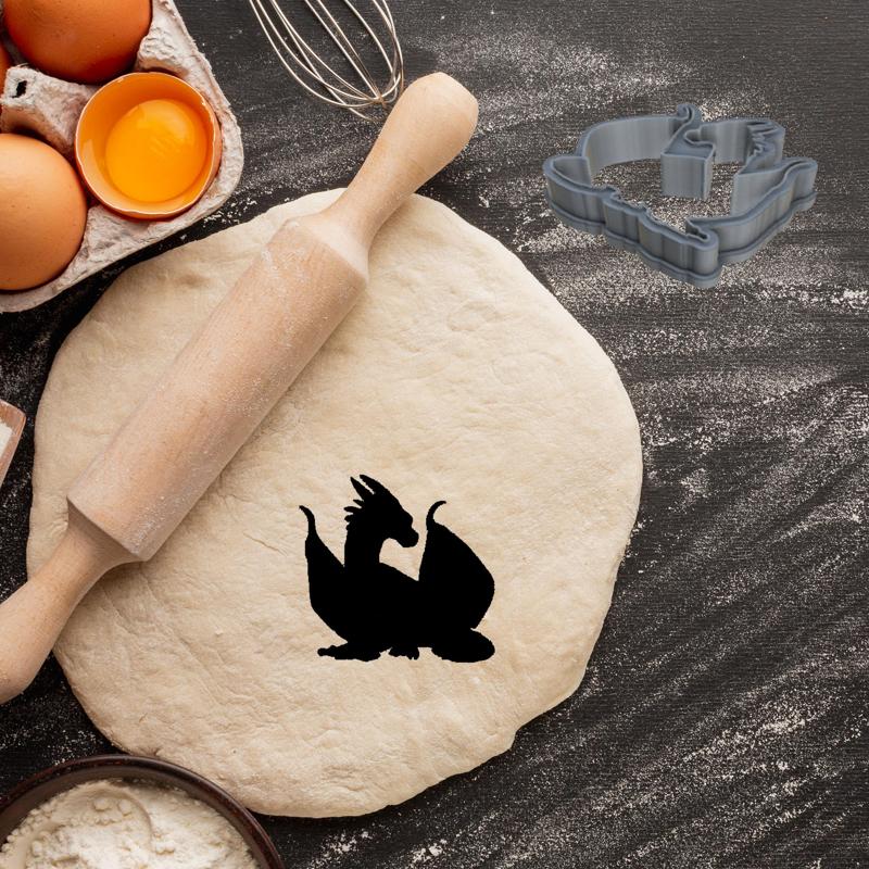 Dragon cookie cutter pastry dough biscuit sugar food