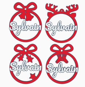 4 x Sylvain, Personalized Christmas tree ball