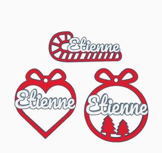 3 x Etienne, Personalized Christmas tree ball