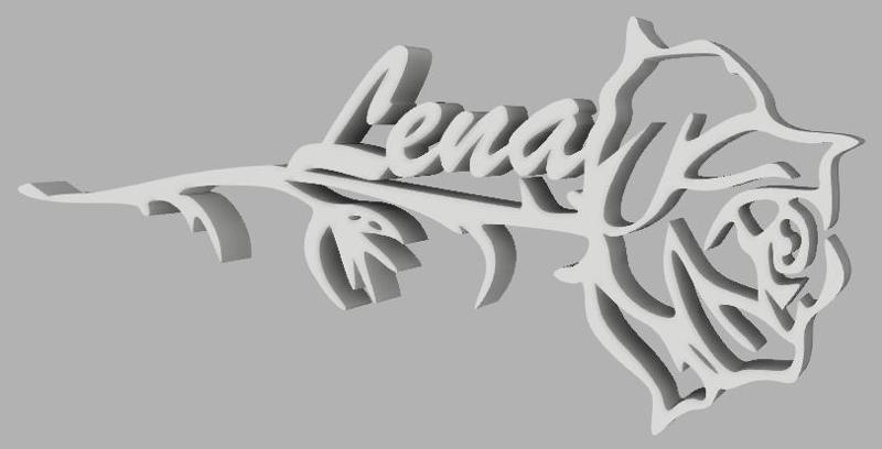 First name Lena on a rose stem