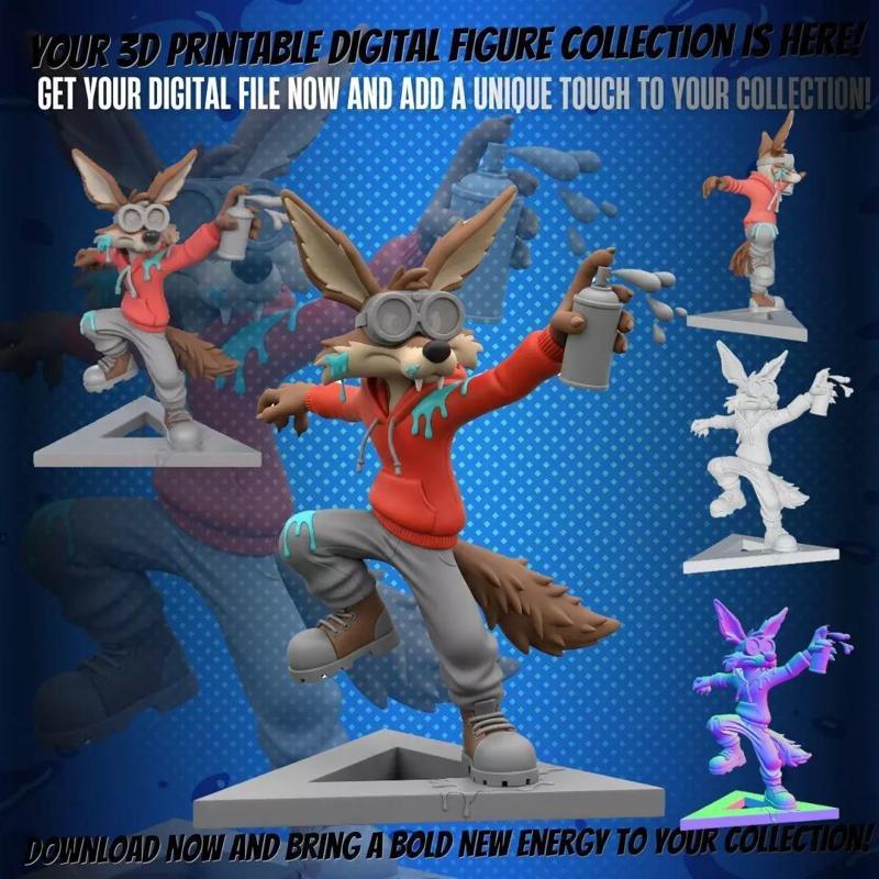Graffiti Wile E Coyote  3D Printable Collectible Figure