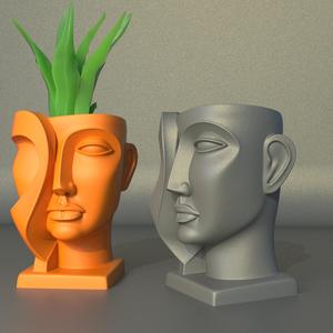 Abstract Woman Face Planter | Elegant Artistic Vase STL