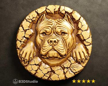 Dog Relief High Detail 3D Model: CNC Laser & 3D Print STL File + 4K TIF Grayscale Image