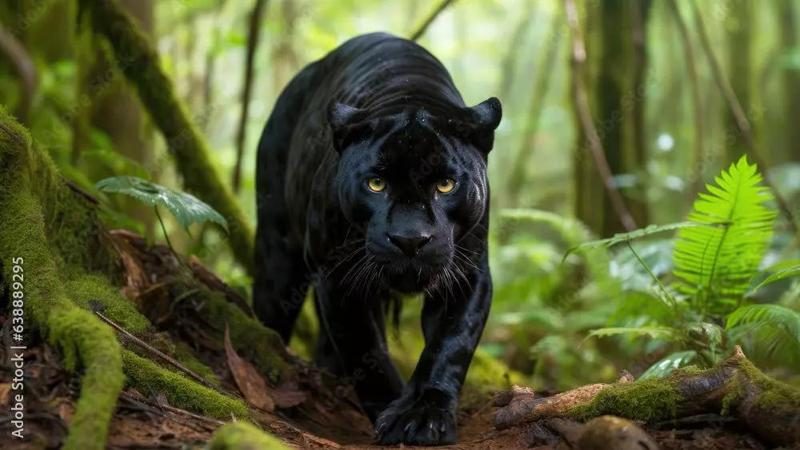 Poster Black panther in the rainforest