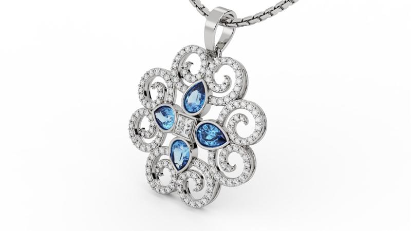 Diamond Floral Swirl Pendant