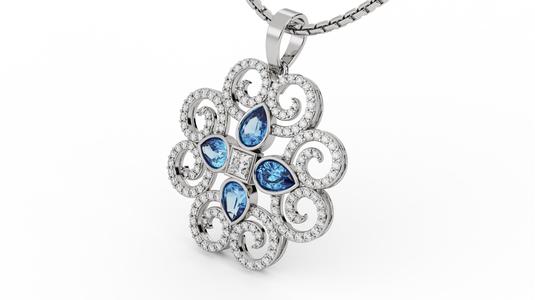 Diamond Floral Swirl Pendant