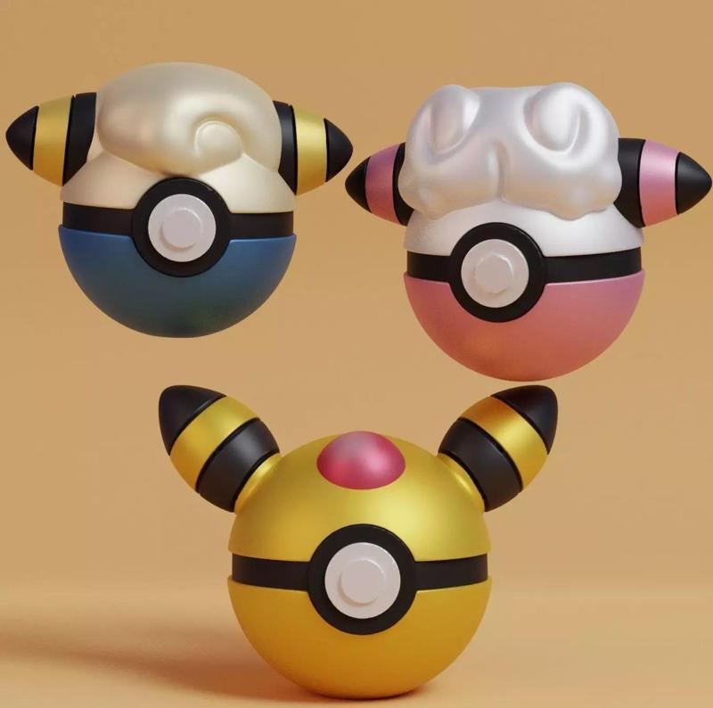 Pokemon Mareep Flaaffy and Ampharos Pokeball