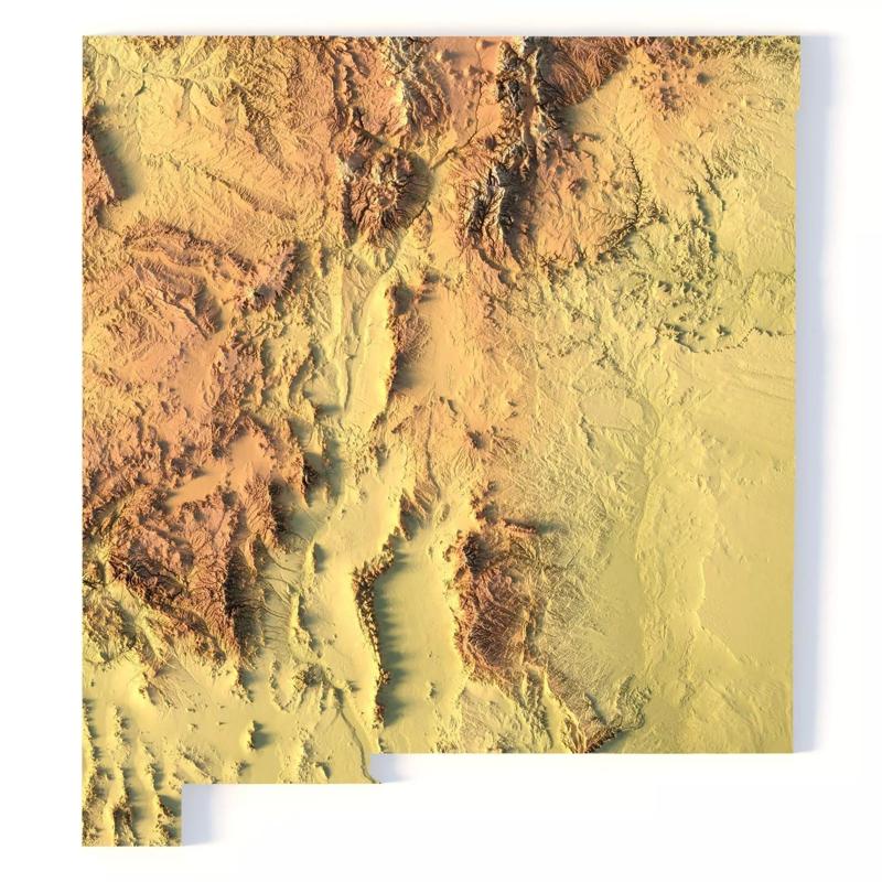 New Mexico Topographic Map STL Model