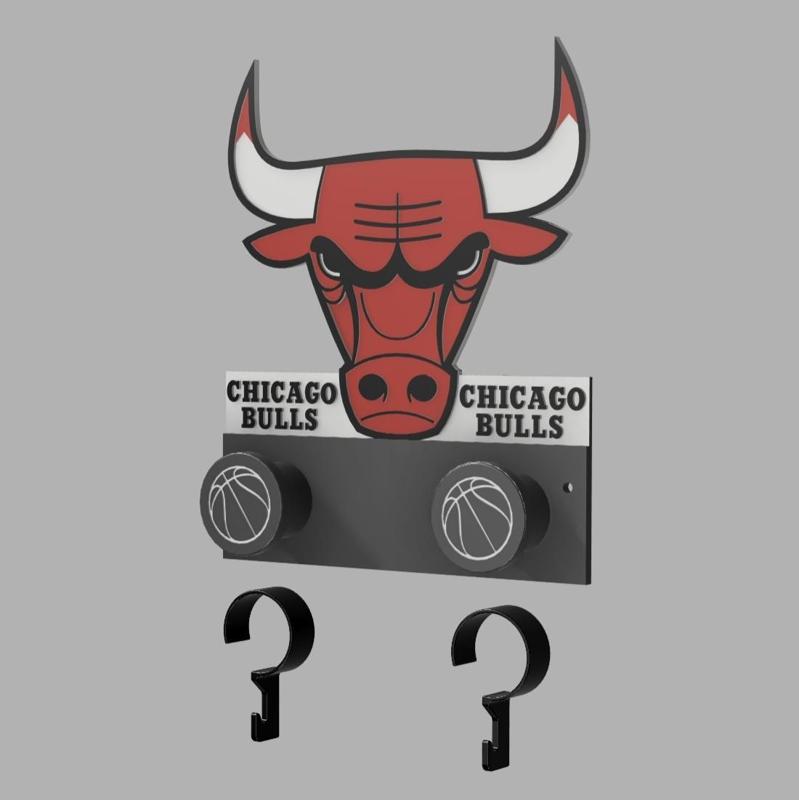 Chicago Bulls Wall Hook with Removable Key-Hanger Clips