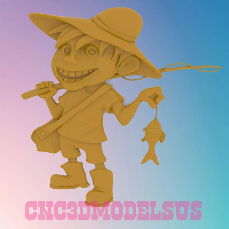 Fisherman 3D MODEL STL FILE FOR CNC ROUTER LASER
