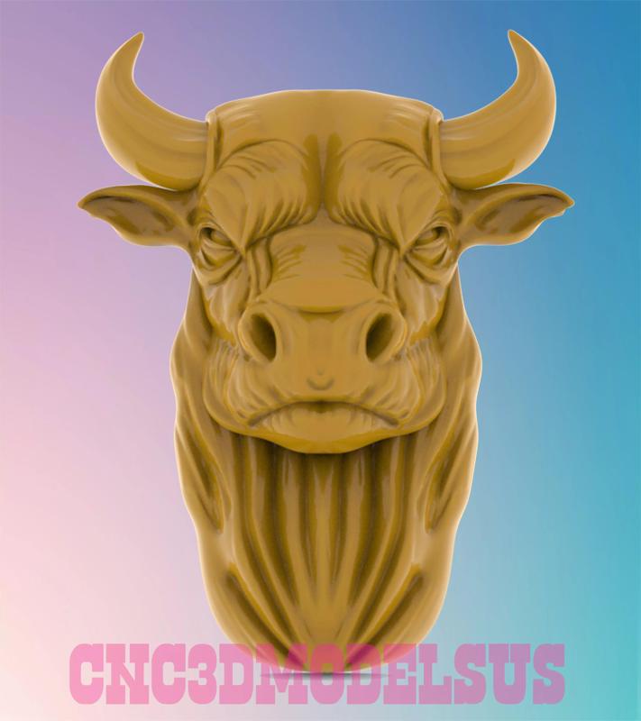 Bull Head 3 3D MODEL STL FILE FOR CNC ROUTER LASER