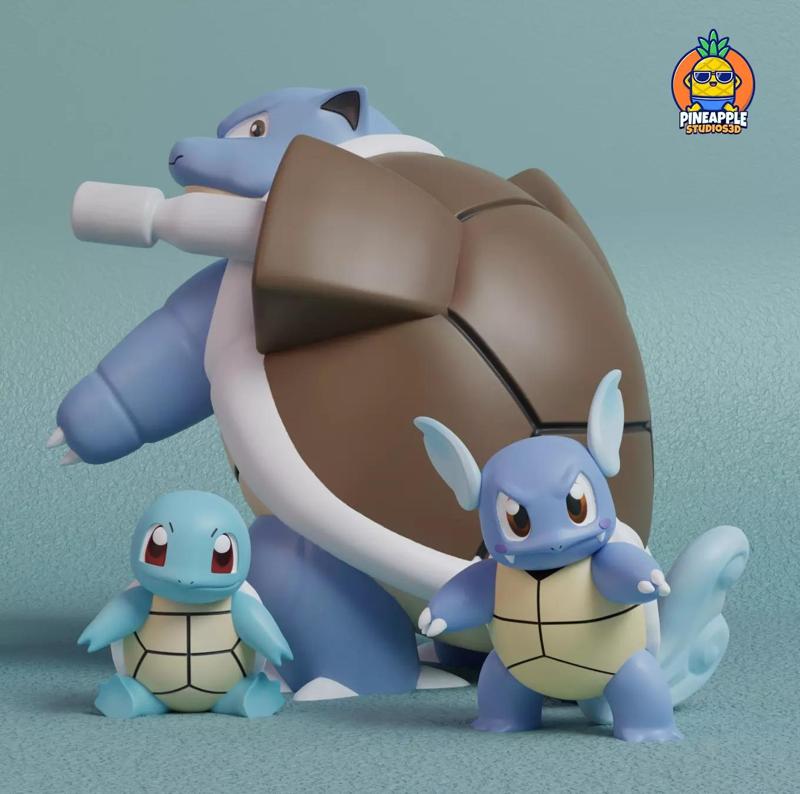 Pokemon - Squirtle Wartortle and Blastoise with 2 poses
