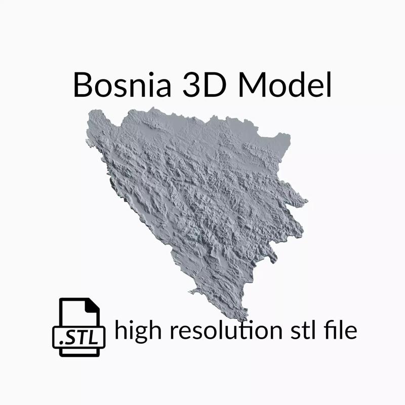 Bosnia Topographic Map - 3D Terrain Topography of Bosnia