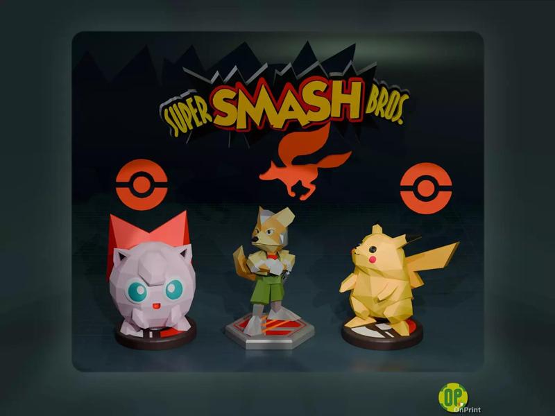 SMASH BROS 64 - Pack 3 - Fox - Pikachu - Jigglypuff -Printables