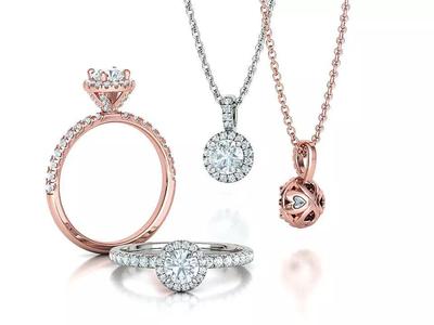 Grace Halo Ring and Small Round Pendant Jewelry set 3dmodels 3D Model Collection