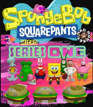 spongebob articulating mini figure set w/ squidward, krabs, patrick, sandy, gary & more