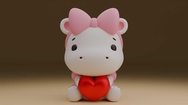 Hippo valentine figure