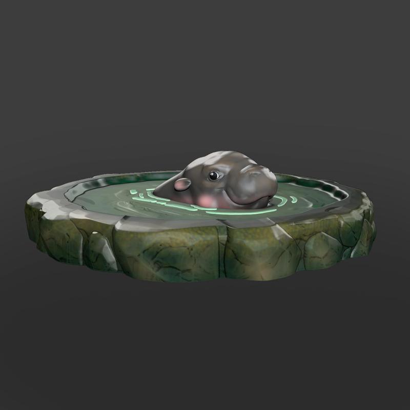 Baby Hippo Moo Deng Swimming