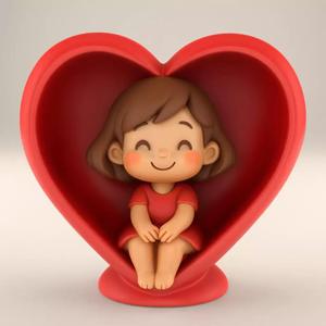 Cute Girl in Heart 3D Print STL Love Joy Decor