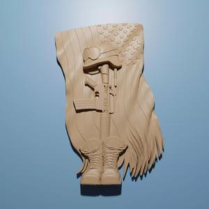 Military Fallen Army US Veteran relief 3D for CNC Router