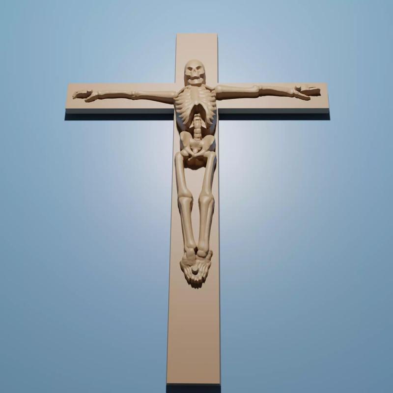 Human SkeletonCross 3D STL Model for CNC Router Engrave