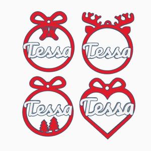 5 x Tessa, Personalized Christmas tree ball