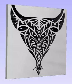 Tribal polynesian manta ray stencil - dxf file for CNC laser cut