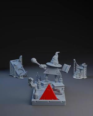 Dice Keepers - D4 Wizard miniature and polyhedral dice stand