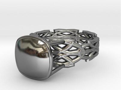 Enneper Curve Ring 17.53mm with Cushion Gem