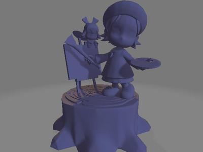 Adeleine and Ribbon from Kirby Crystal Shards