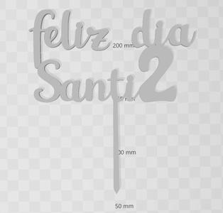 happy santi's day 2 cake topper