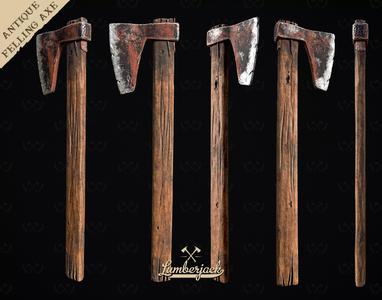 Felling Axe Antique - Diorama Miniature TableTop - Lumberjack