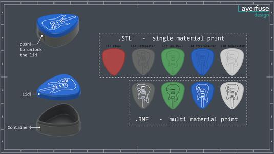 Guitar Pick Container - 4 different Designs