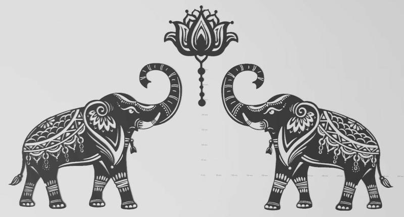 composition flat decor sticker elephant