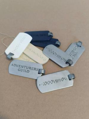 Goblin Slayer dog tag - porcelain obsidian silver proxy