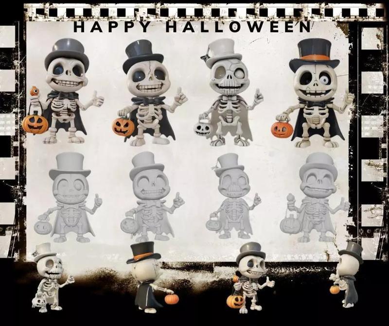 3D Printable Halloween Skeleton Toy Character