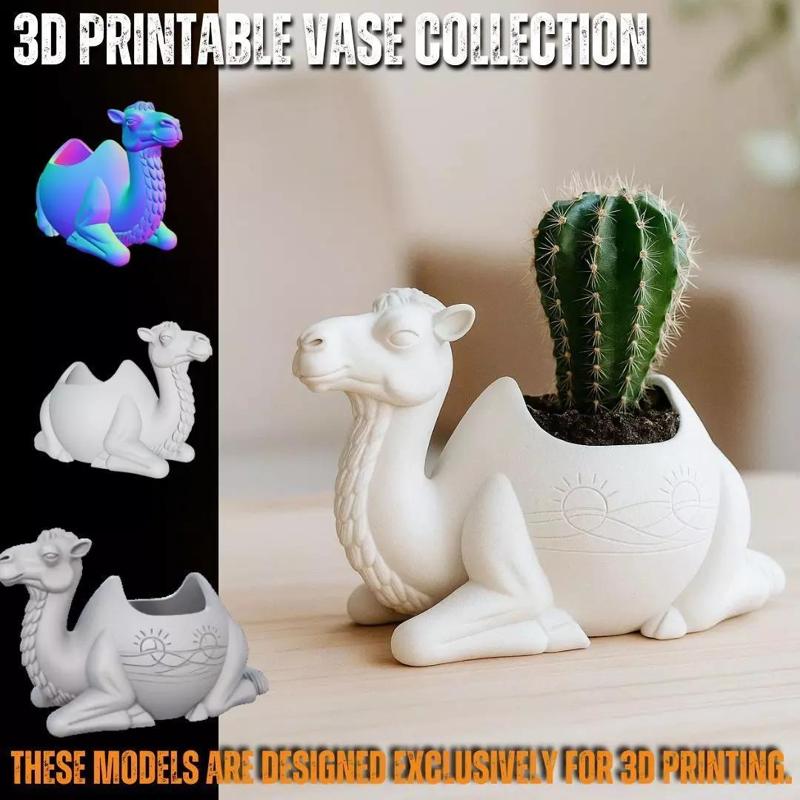 Desert Sun Camel Planter  3D Printable Oriental Organizer