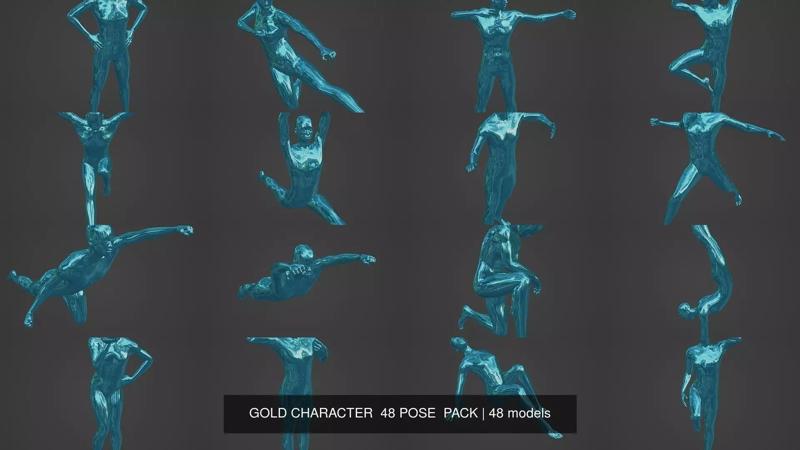 GOLD CHARACTER  48 POSE  PACK 3D Model Collection