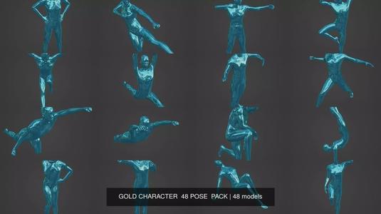 GOLD CHARACTER  48 POSE  PACK 3D Model Collection