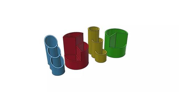 Pencil Holders classic design circle 4pcs easy printable