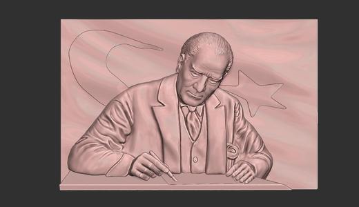Gazi Mustafa Kemal Ataturk Bas Relief 3D Model