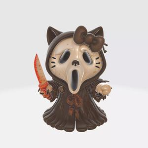 Hello Kitty Ghostface Horror Figurine  Creepy Halloween