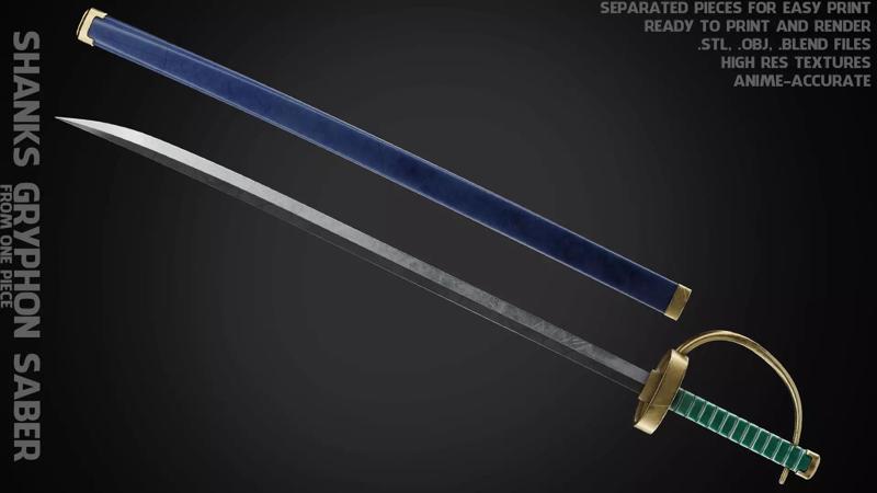 One Piece Shanks Gryphon Blade and Scabbard for Cosplay